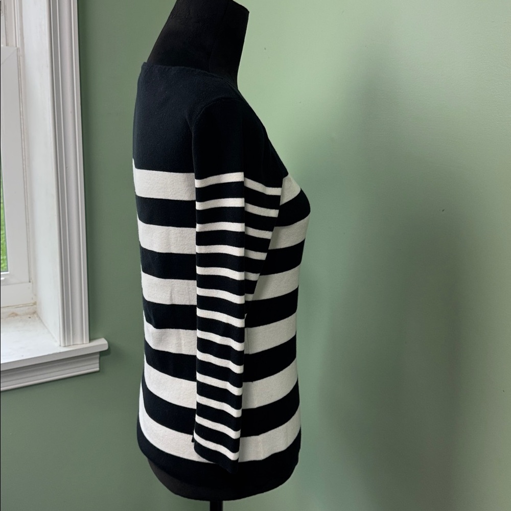 Talbots black and white striped sweater medium - Picture 5 of 6